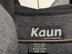 Kaun Hoodie Mens 2XL Charcoal Button Up Hood Fleece Jacket Zip Pockets Lined NWT