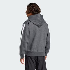 adidas Essentials 3-Stripes Fleece Hoodie Grey