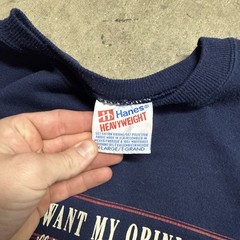 Vintage Quote Sweatshirt Mens XL Navy 90s USA Funny Opinion Finance Parody