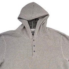 ONeill Mens XXL Waffle Knit Henley Hoodie Gray Thermal Pullover Standard Fit