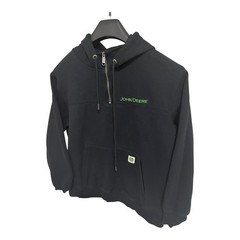 John Deere Men’s Quarter Zip Hoodie Heavyweight Pullover Black Size Large