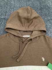 US Polo Assn Striped Brown Pullover Hoodie Fleece Men’s Size S Cotton Blend NEW