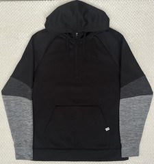 DSG Fleece Athletic Hoodie Pullover Black Gray Mens M Pocket Sweatshirt Regular