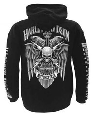 Harley-Davidson Men’s Lightning Crest Pullover Hooded Sweatshirt, Black