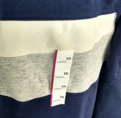 Goodfellow Men Big & Tall 2XL Pull over Blue w/White Grey Stripe Sweatshirt NWT