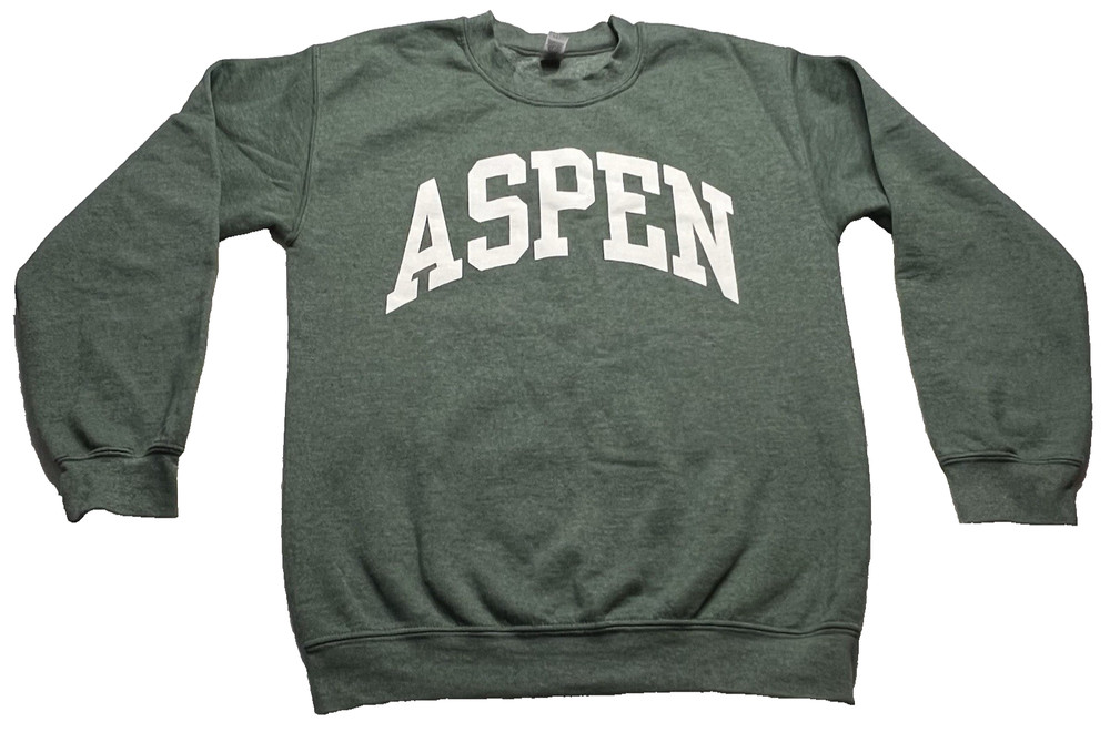 “ASPEN” adult S forest green Gilden “heavy blend” poly/cotton crew ls sweatshirt