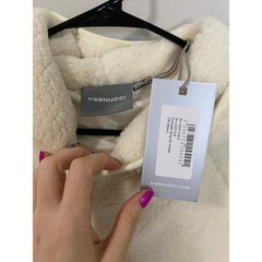 NWT Cernucci Oversized Borg Sherpa Zip Hoodie Off White Boxy Unisex Size S