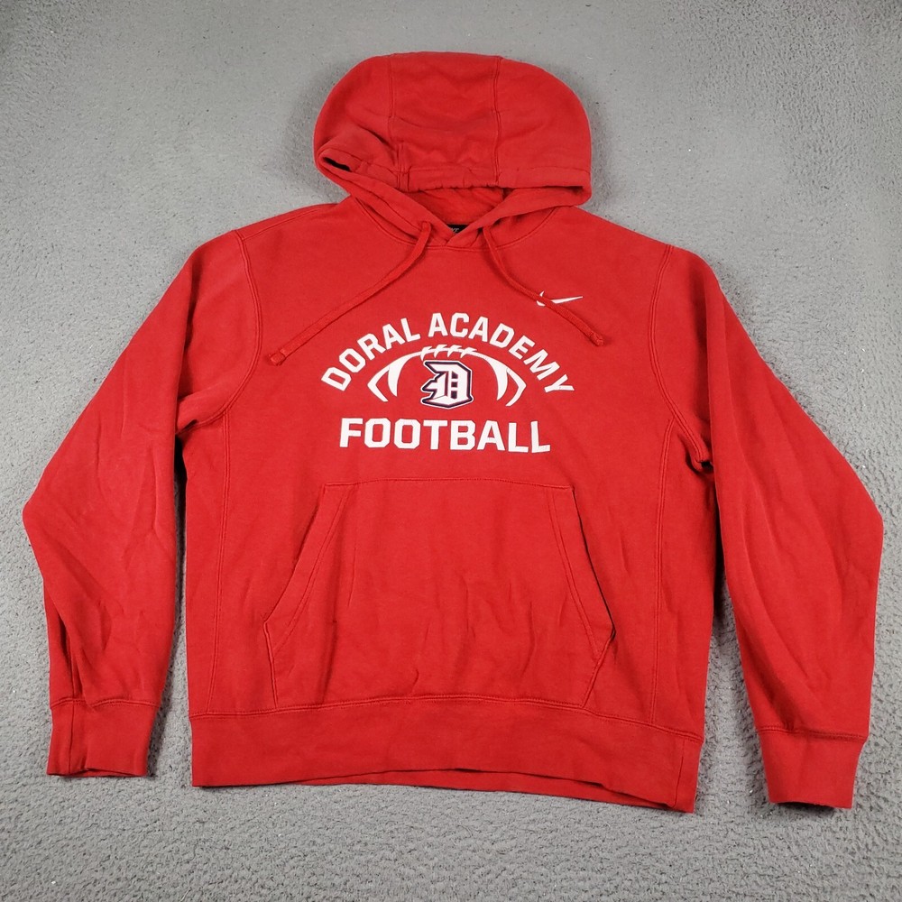 Nike Sweater Mens Medium Red Doral Swoosh Pullover Hoodie Sweatshirt *