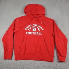 Nike Sweater Mens Medium Red Doral Swoosh Pullover Hoodie Sweatshirt *
