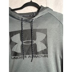 Under Armour Mens Large Gray Long Sleeve Hooded Graphic Logo Training Shirt LG