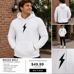 Bruce Bolt White Lightning Bolt Hoodie Men’s Large Texas Baseball Pullover