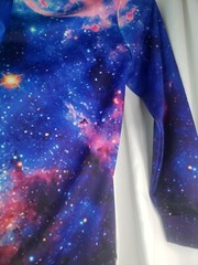 Hoodie Colorful Galaxy Blue/Green SPACE Stretch Athletic Gym Sweatshirt Sz XL