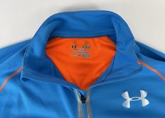 Under Armour Mens Quarter Zip Pullover Blue Orange Fitted All Season Gear XLT