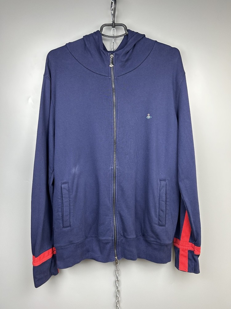 vivienne westwood hoodie zip up mens cotton size XL navy red