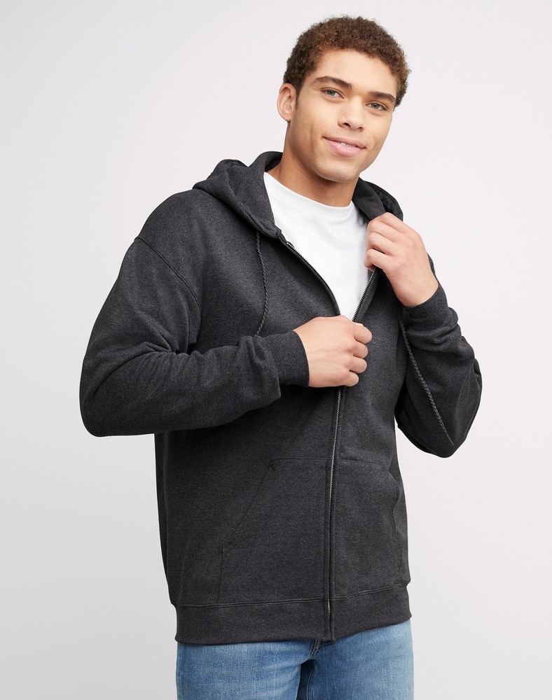 Hanes Full-Zip Hoodie Sweatshirt Ultimate Men’s Heavyweight Hood Fleece sz S-3XL