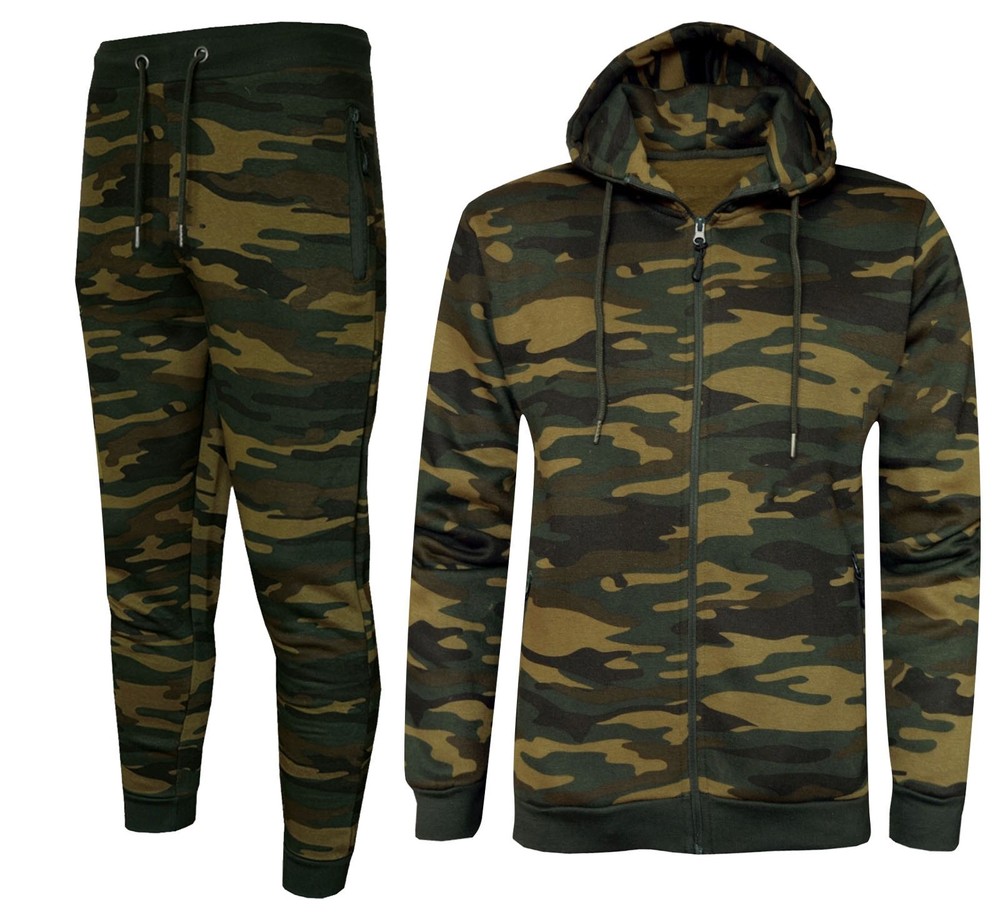 Mens Tracksuit Set Fleece Hoodie Zip Up Hoody Jogging Bottom Joggers Gym Cotton