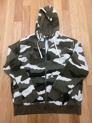 Nike Sportswear Club Fleece Green Camo Full Zip Hoodie Size XL