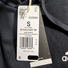 Adidas Essentials Feelcozy HD Logo Hoodie Sweatshirt Black White GV5294 S M XL