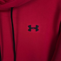 Under Armour Hoodie Mens Small Red Loose Fit Fleece Hooded Sweatshirt Active Gym