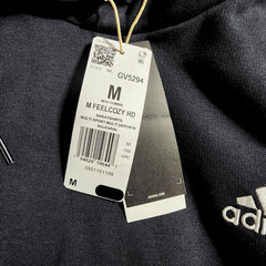 Adidas Essentials Feelcozy HD Logo Hoodie Sweatshirt Black White GV5294 S M XL