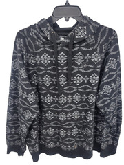 Rock and Roll Denim Hoodie Mens XXS Black Gray Aztec Tribal Sweatshirt Pocket