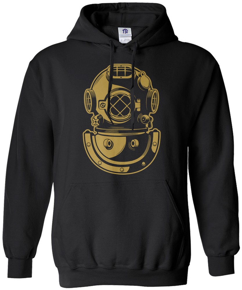 Threadrock Men’s Deep Sea Diver Helmet Hoodie Sweatshirt Navy Gift