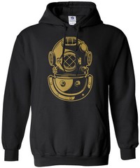 Threadrock Men’s Deep Sea Diver Helmet Hoodie Sweatshirt Navy Gift
