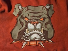 Vintage JNCO Jeans Sweatshirt Hoodie Bulldog Logo Size Youth Large Red 90’s