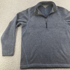 Eddie Bauer Sweatshirt Mens Medium Blue Fleece Hiking Camping Outdoors Logo
