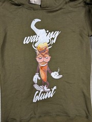 Juana World Hoodie Mens Large Green Walking Blunt Graphic Pullover Sweatshirt