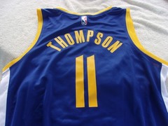 NWOT Fanatics basketball jersey, men’s M, blue, Warriors, #11, Thompson, NBA