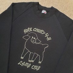 Vintage 80s York County Lamb Club Sz Large USA Made Mens Black Sweatshirt 4H
