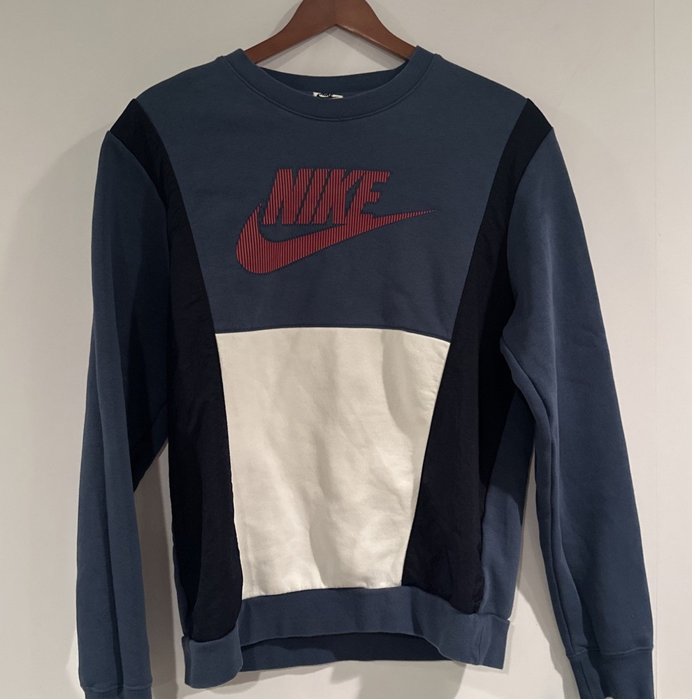 Vintage Nike Baggy Crewneck Sweatshirt Blue /White/Black Size Large