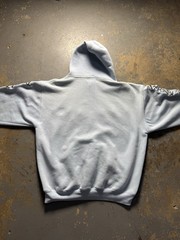 Vintage Light Blue Sapphire Lounge Y2K Grunge Tribal Hoodie Sweatshirt-Size M