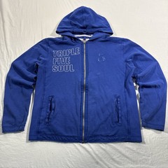 Triple 5 Soul 555 Zip Up Hoodie Sweatshirt Blue Large