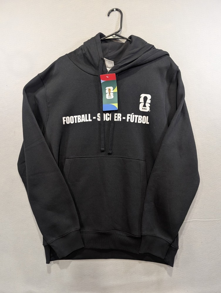 FIFA 2026 FUTBOL SOCCER OFFICIAL LICENSED BLK FLEECE PULLOVER HOODIE XL NWT