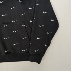 Nike NRG All Over Swoosh Logo Hoodie Black White Swoosh Embroided Swoosh Medium