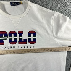 Polo Ralph Lauren Sweatshirt Mens XXL White Multi Color Block Logo Fleece Crew
