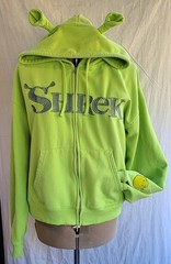 Shrek Movie Lime Green hoodie embroidered lettering and 3D ogre ears Adult XL