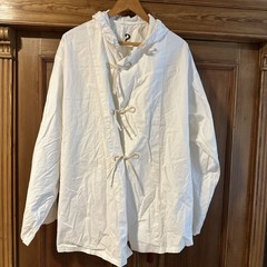 Military hoodie 2 cotton White One Size Front Ties Long Sleeve Cotton Kimono