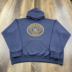 Vintage United States Navy Hoodie Mens XL Blue US Sailor Spellout 90s Sweatshirt