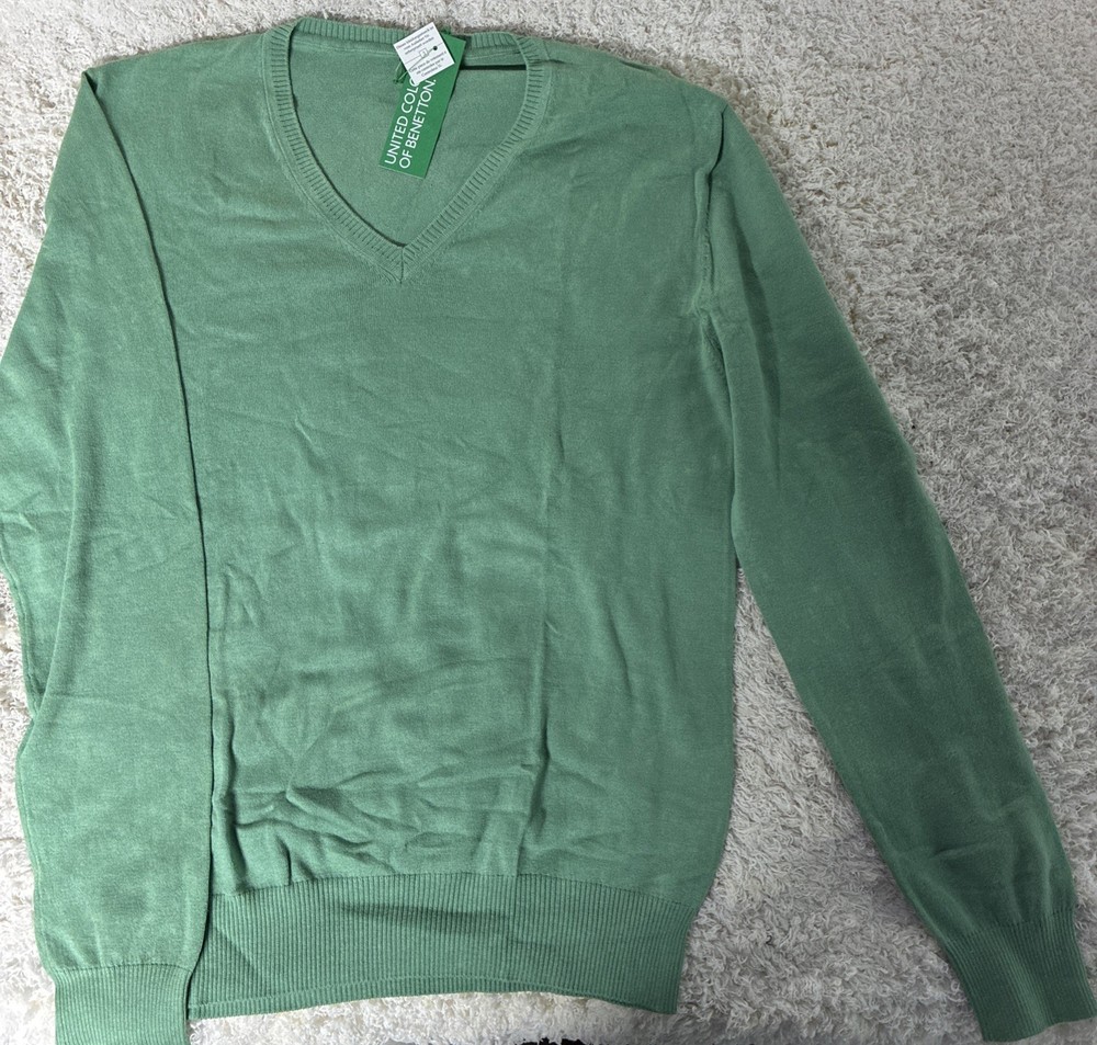 New United Colors of Benetton Lt Green Crew Neck Sweatshirt Size S Men