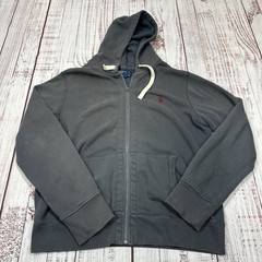 VTG Polo Ralph Lauren Lined Hoodie Mens Sz Large Gray Full Zip Logo Classic