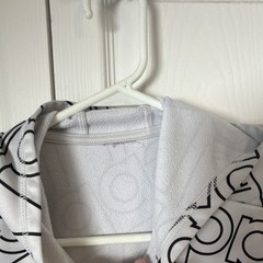 adidas Teens S White/Black Geometric Pullover Hoodie Drawstring Pockets Fleece