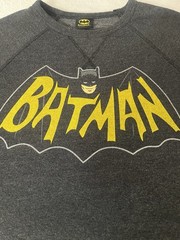 Batman Mens EUC Vintage Look M Regular Gray Crewneck Pullover Long Sleeve