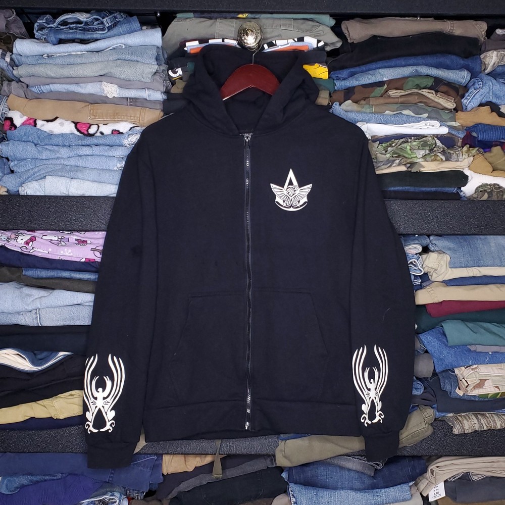 Assassins Creed Brotherhood Hoodie Mens large Black Sweatshirt flaw