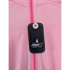 Johnnie-O Mens Performance Golf Hybrid Hoodie 1/4 Zip Pink Striped Cabo XL New