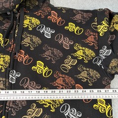 Y2K Paco Jeans Hoodie XXL Black Allover Print Logo Full Zip Pockets Fleece Lined