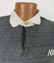 Vintage Pique Knit Sweatshirt Mens Medium Charcoal Gray Polo Collar 90s Pullover