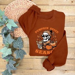 Pumpkin Spice Skeleton Jumper | Autumn Sweatshirt | Pumpkin Spice Theme Jumper